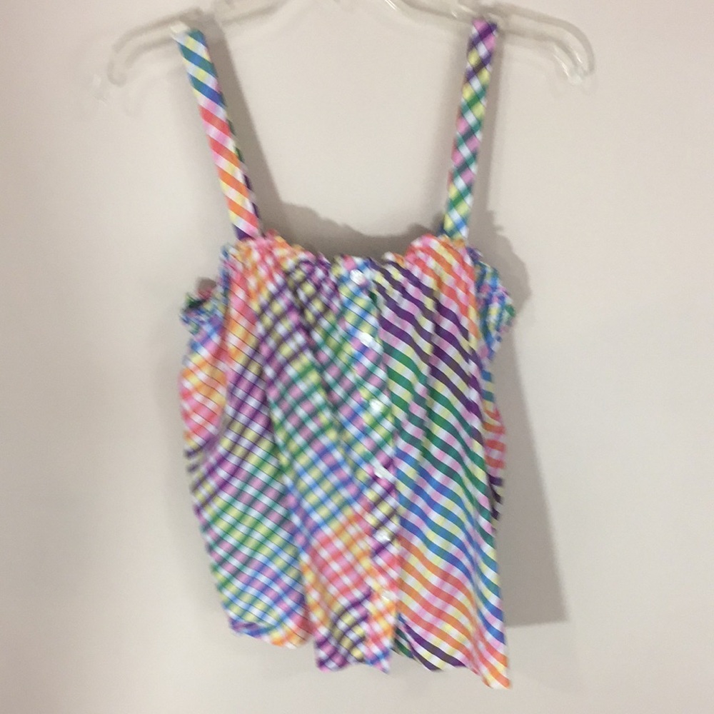 J Crew Thin Strap Button Up Top Pastel Check Plaid Size 6